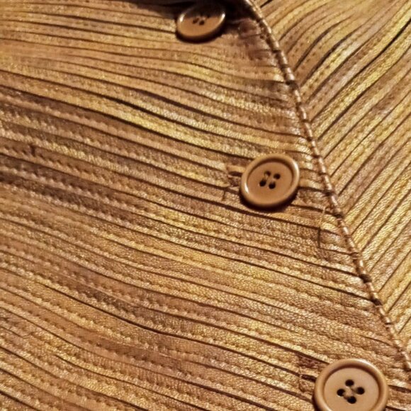 NEWPORT NEWS Vintage WOMEN’S LEATHER JACKET BROWN Shimmer VERY NICE & Stretchy! - Picture 14 of 16